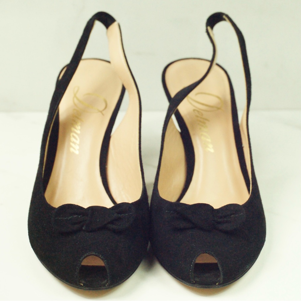 Vintage Delman black suede slingbacks